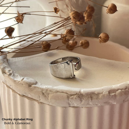 Chunky Alphabet Ring | I | Silver