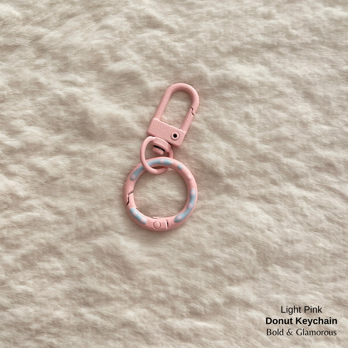 Candy Colored Hand Painted Donut Buckle Keychain | Light Pink