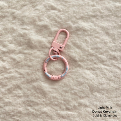 Candy Colored Hand Painted Donut Buckle Keychain | Light Pink