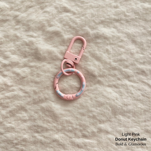 Candy Colored Hand Painted Donut Buckle Keychain | Light Pink