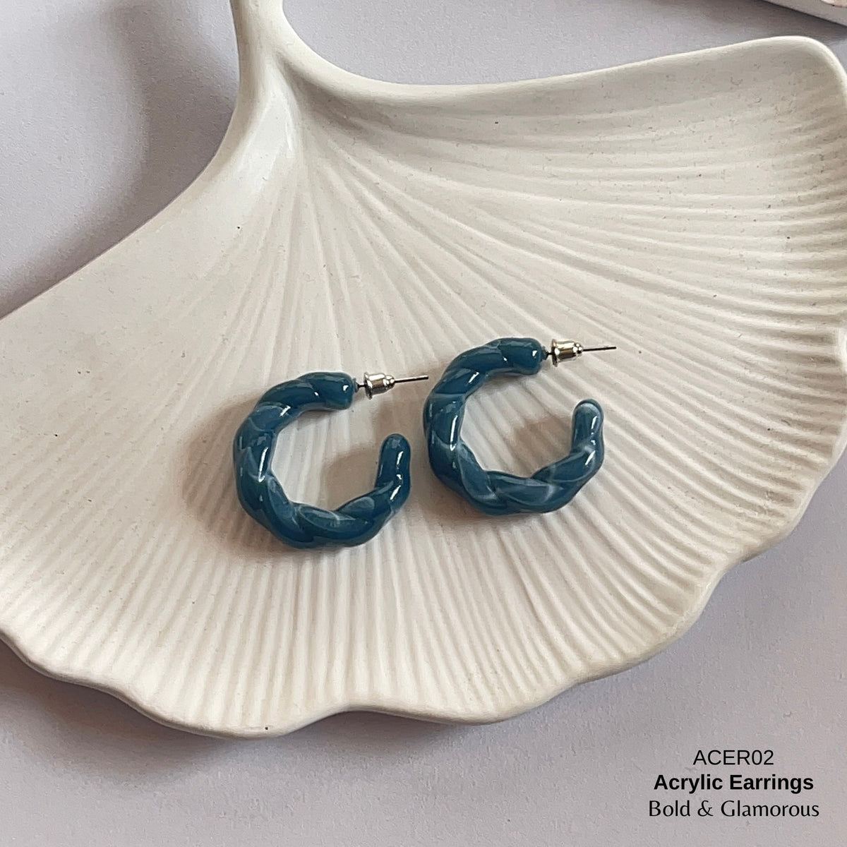 Acrylic Half Hoop Earring | ACER02 | Teal