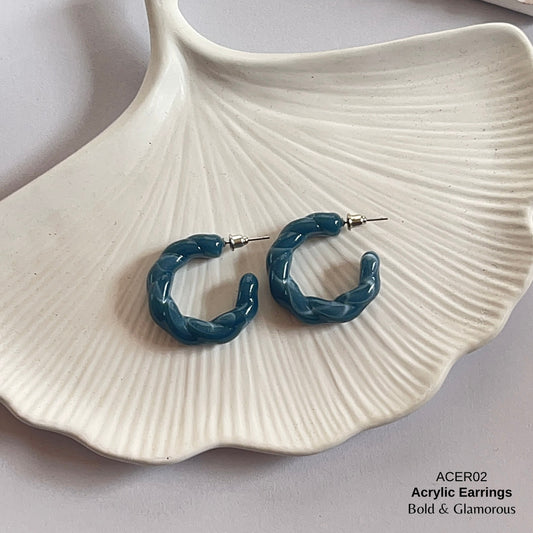 Acrylic Half Hoop Earring | ACER02 | Teal