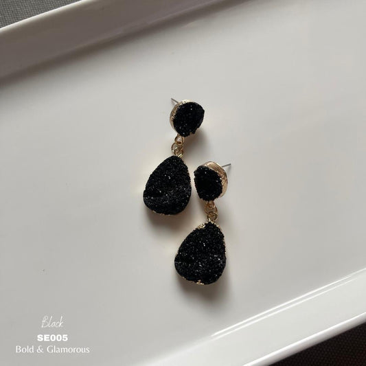 Cluster Crystal Earring | SE005 | Black