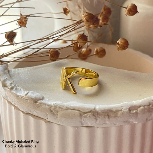 Chunky Alphabet Ring | K | Gold