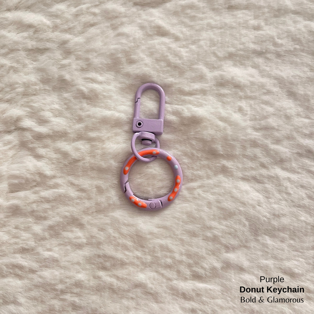 Candy Colored Hand Painted Donut Buckle Keychain | Purple
