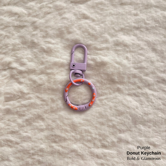 Candy Colored Hand Painted Donut Buckle Keychain | Purple
