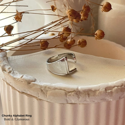 Chunky Alphabet Ring | L | Silver
