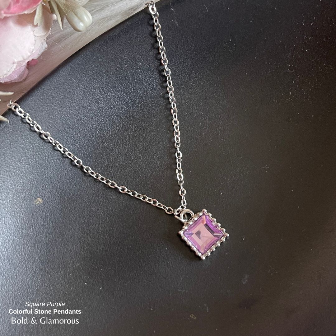 Stone Pendant | SP02 | Square | Purple