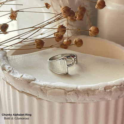 Chunky Alphabet Ring | P | Silver