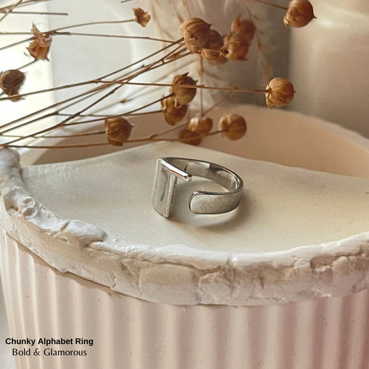 Chunky Alphabet Ring | T | Silver