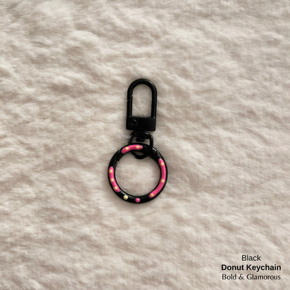 Candy Colored Hand Painted Donut Buckle Keychain | Black