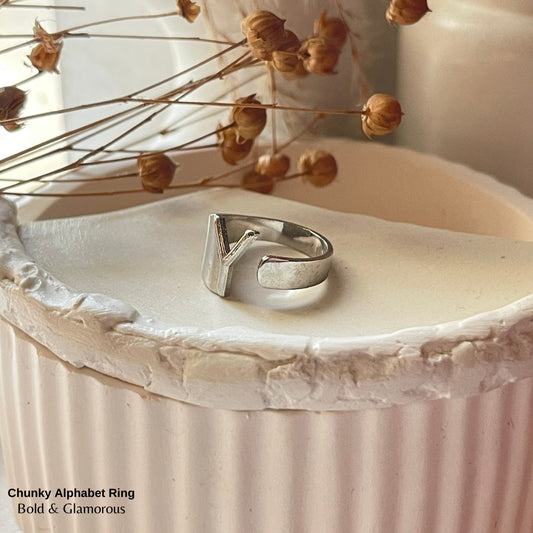 Chunky Alphabet Ring | Y | Silver