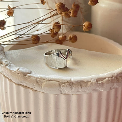 Chunky Alphabet Ring | Y | Silver