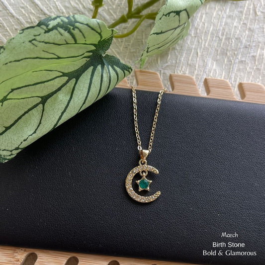 Moon Birthstone Pendant | MBP01 | March