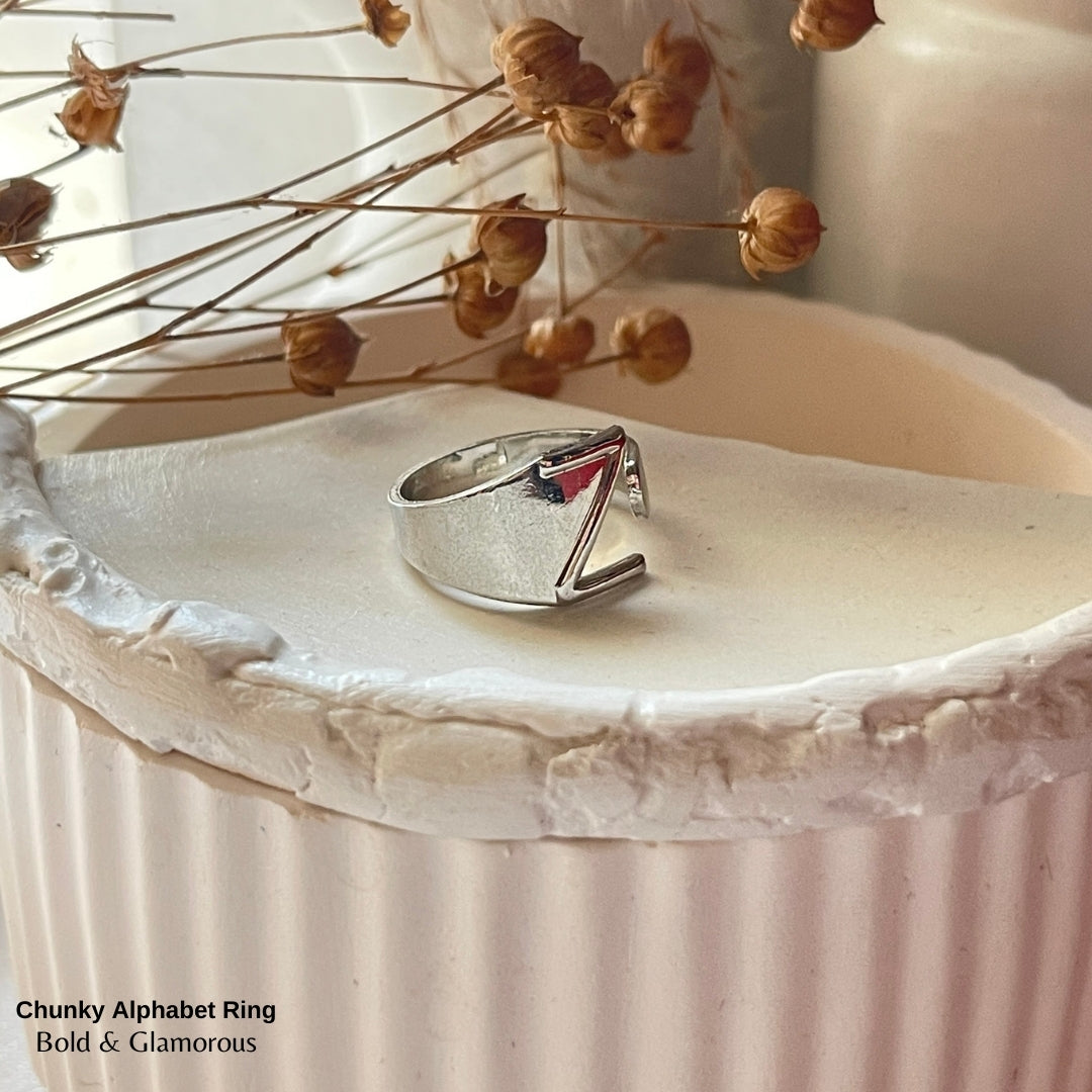 Chunky Alphabet Ring | Z | Silver