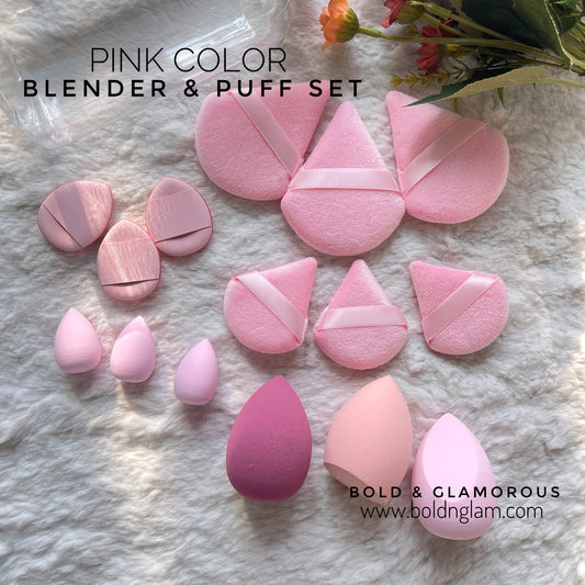 15PC Beauty Blender and Puff Set with Jar | Pink