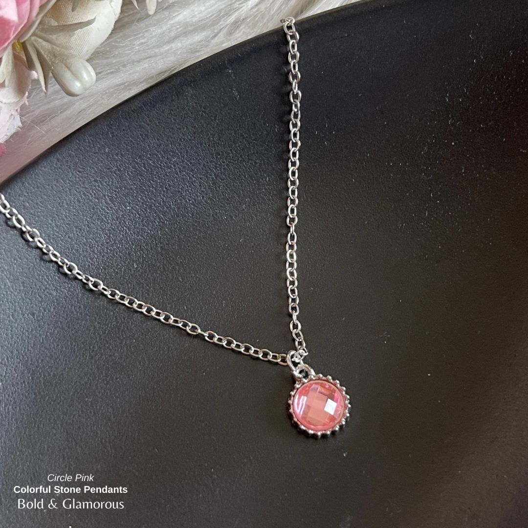 Stone Pendant | SP03 | Round | Pink
