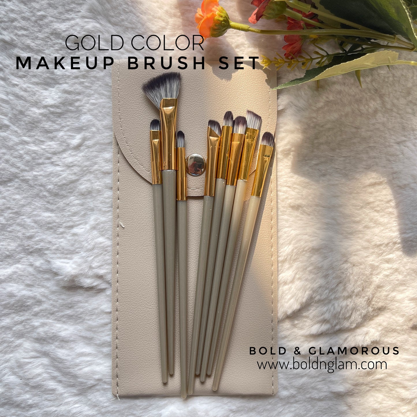 8-Piece Mini Makeup Brush Set | Gold
