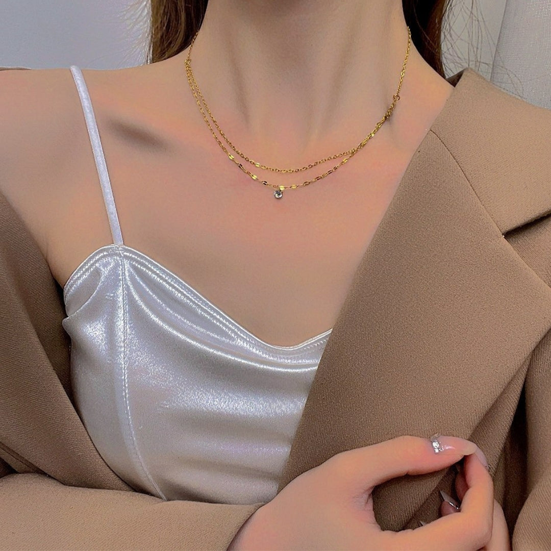 Necklace | SN241 | Layered Simple Stone II