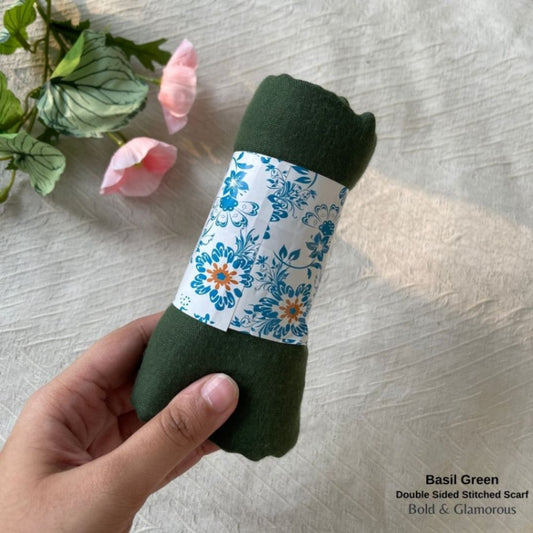 Double Sided Stitched Hijab Scarfs | Basil Green