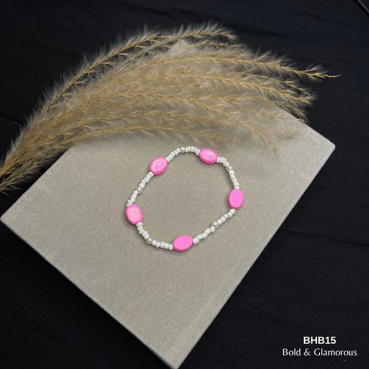 Beaded Bracelet | BHB15 | Pink-White
