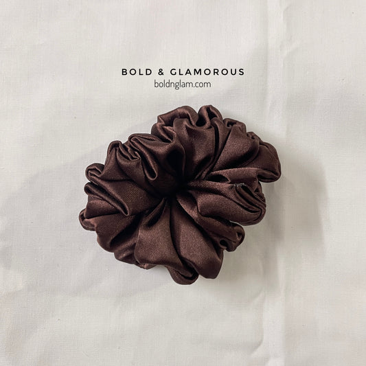 Japanese Silk Scrunchies #2 Chocolate Brown