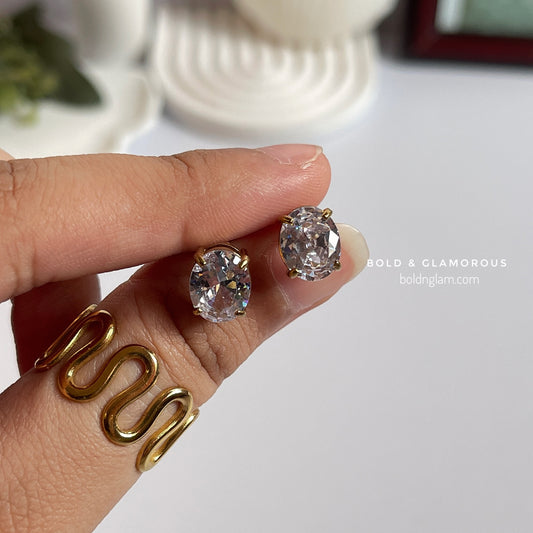 Stud Earring | STE101 | Zircon Oval