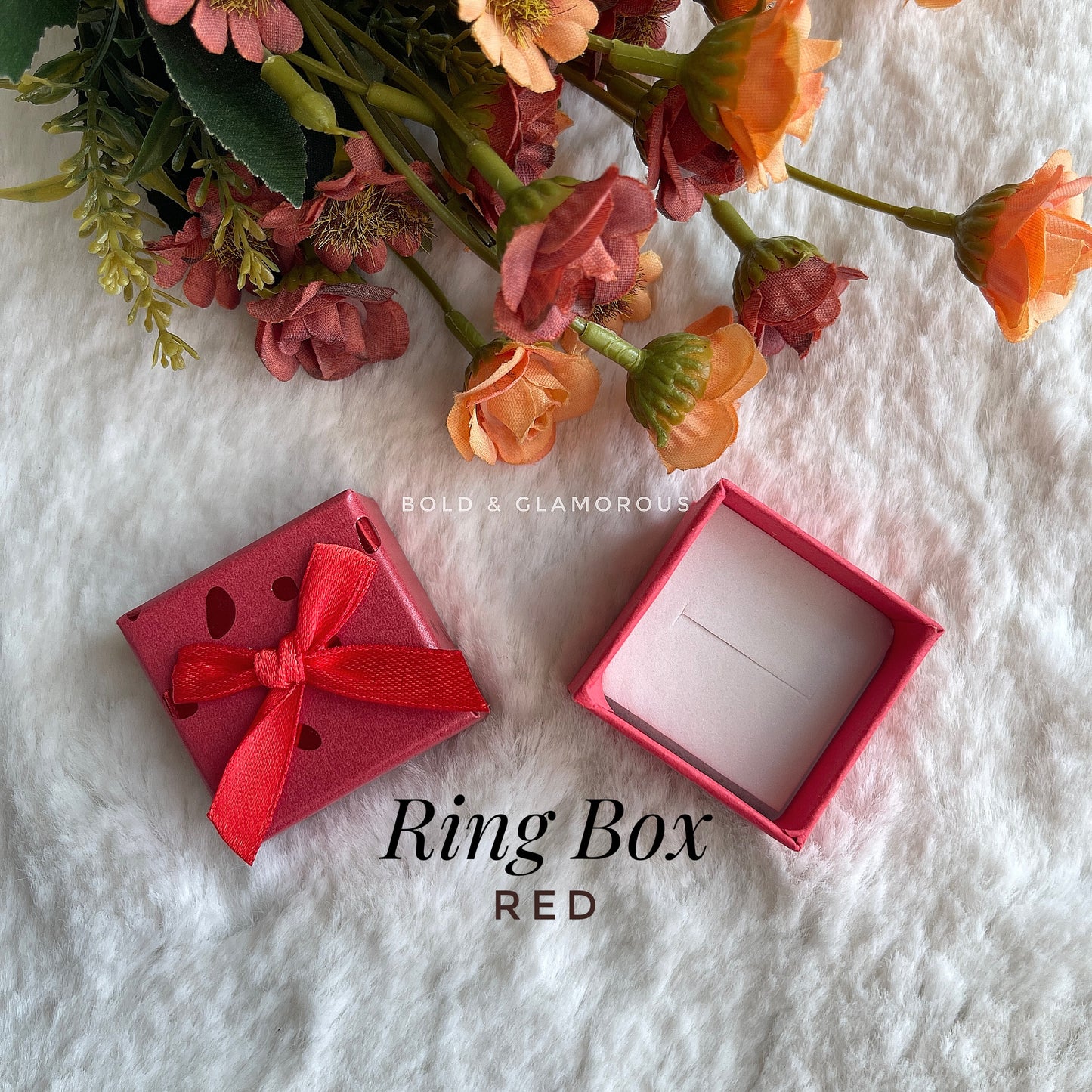 Square Bow Ring Box | Red