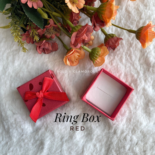 Square Bow Ring Box | Red