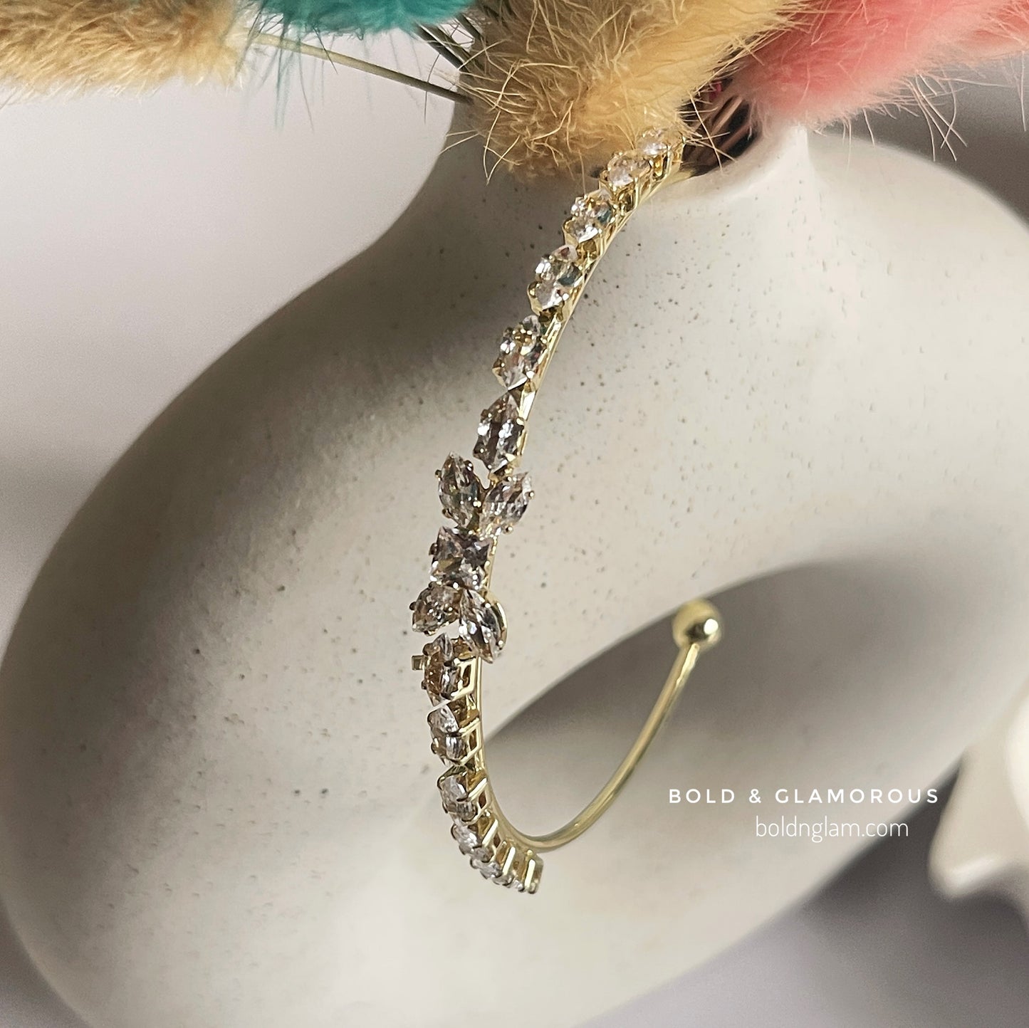 Zircon Bow Cuff Bracelet Gold