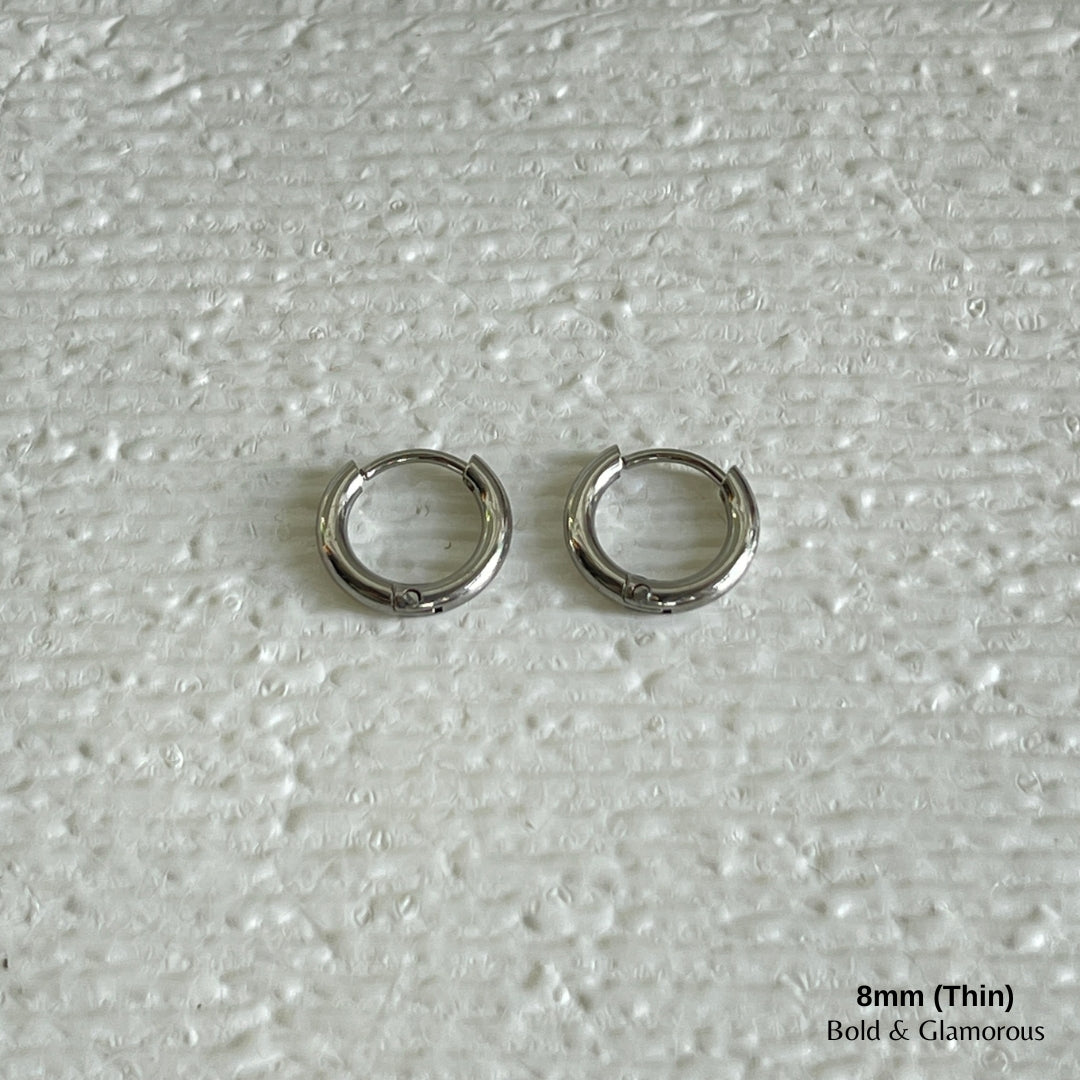 Simple Hoop Earring | 8mm - Thin | Silver