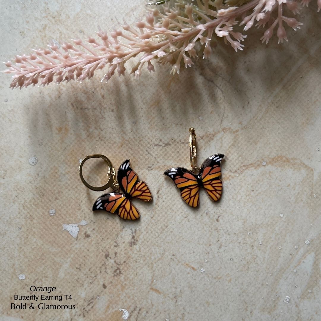 Butterfly Earrings | Type 4 | BPTE4 | Orange