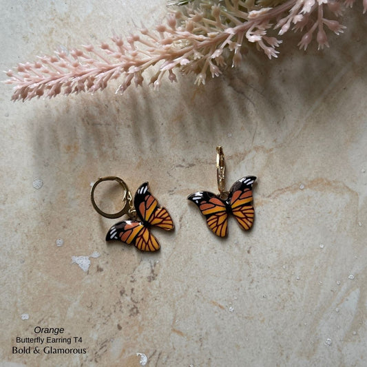 Butterfly Earrings | Type 4 | BPTE4 | Orange