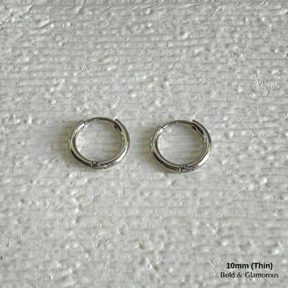 Simple Hoop Earring | 10mm - Thin | Silver