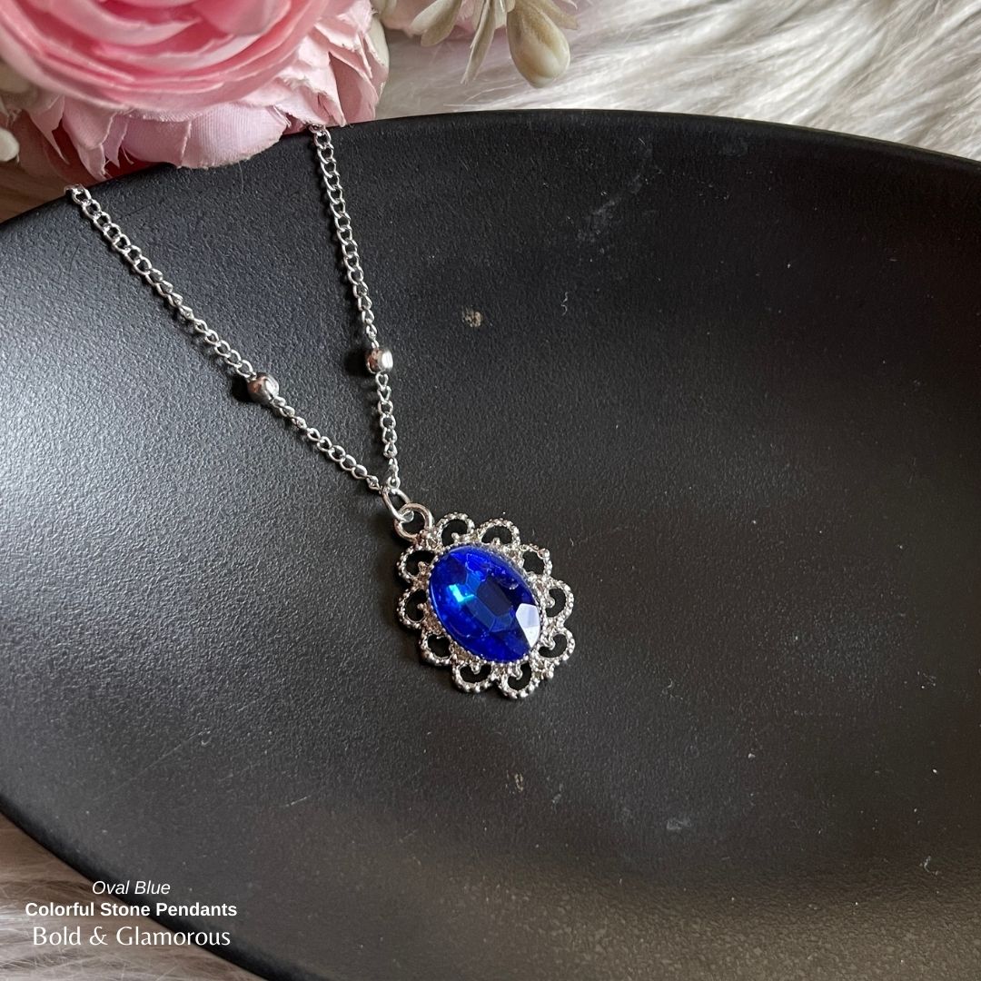 Stone Pendant | SP04 | Oval | Dark Blue
