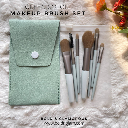 8-Piece Mini Makeup Brush Set | Green