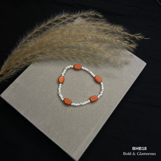Beaded Bracelet | BHB18 | Brown-White