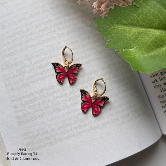 Butterfly Earrings | Type 4 | BPTE4 | Red