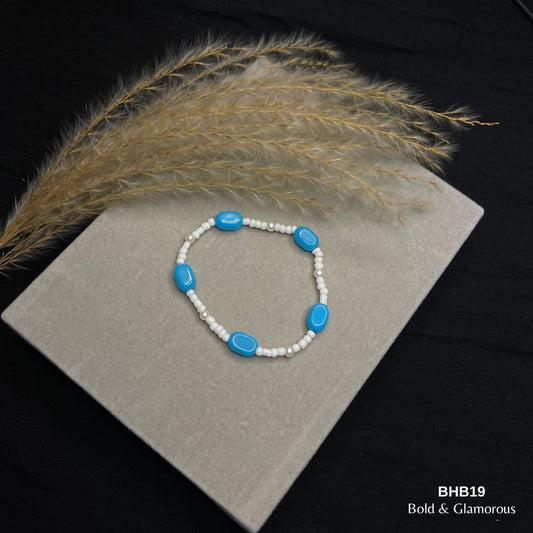 Beaded Bracelet | BHB19 | Blue-White