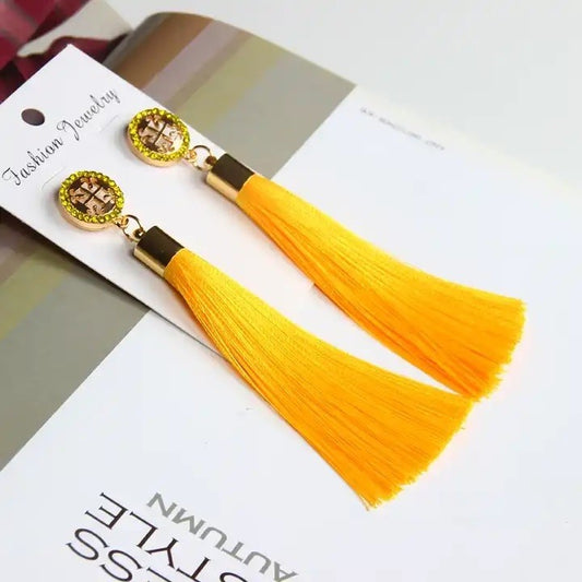 Long Tassel Earring | SE033 | Yellow