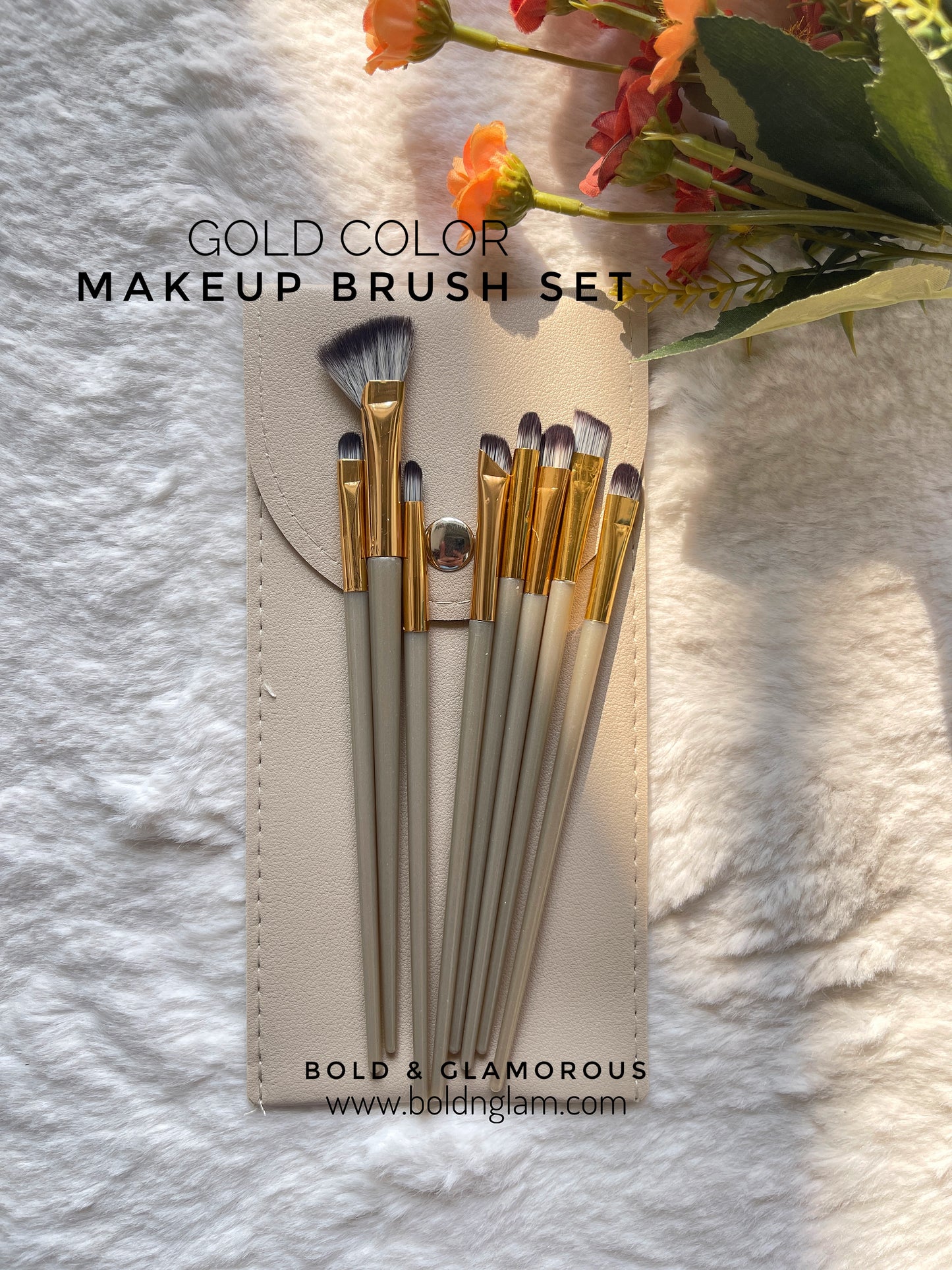8-Piece Mini Makeup Brush Set | Gold