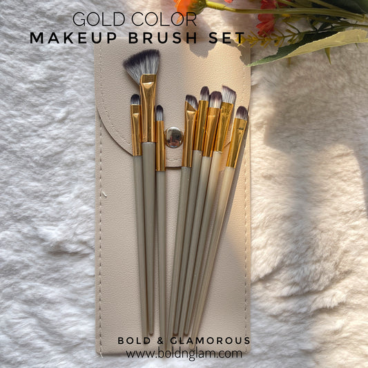 8-Piece Mini Makeup Brush Set | Gold