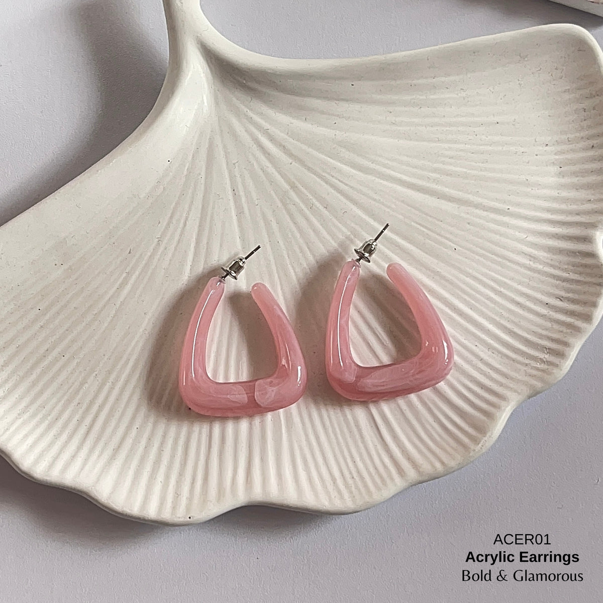 Acrylic Half Hoop Earring | ACER01 | Pink
