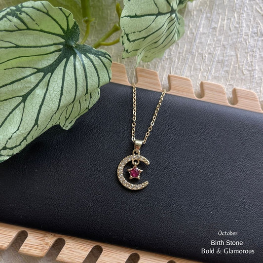 Moon Birthstone Pendant | MBP01 | October