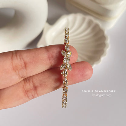 Zircon Bow Cuff Bracelet Gold