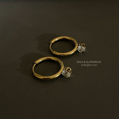 Hoop Earring Single Stone