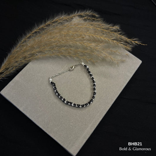 Beaded Bracelet | BHB21 | Black-White