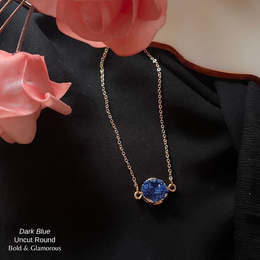 Uncut Round Pendant | UNCP01 | Dark Blue