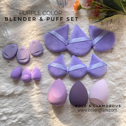 15PC Beauty Blender and Puff Set with Jar | Purple