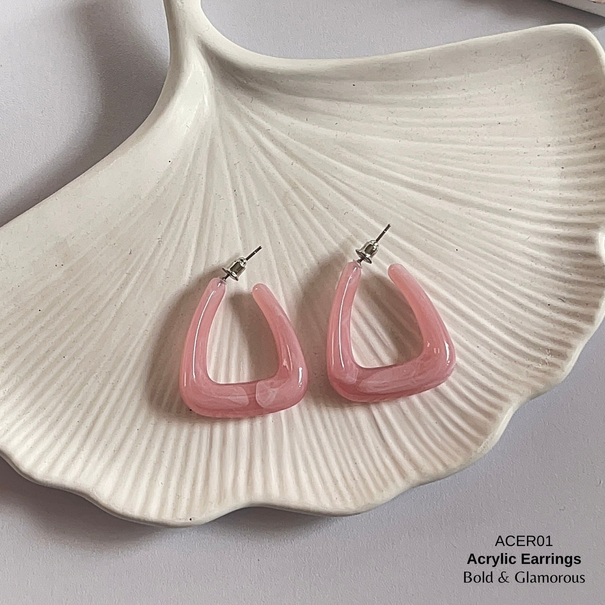 Acrylic Half Hoop Earring | ACER01 | Pink